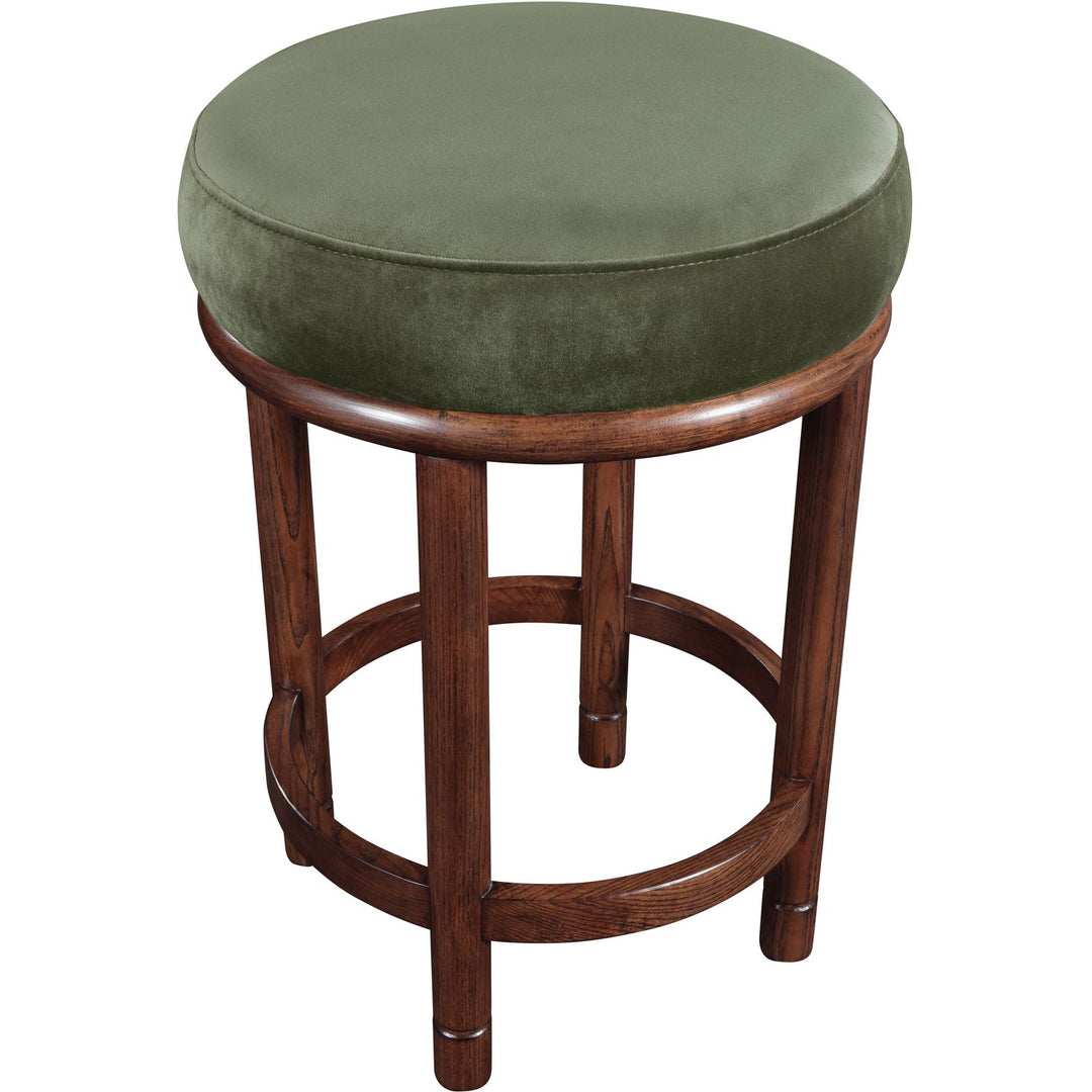 Monette Velvet Upholstered Counter Stool — Green / Brown