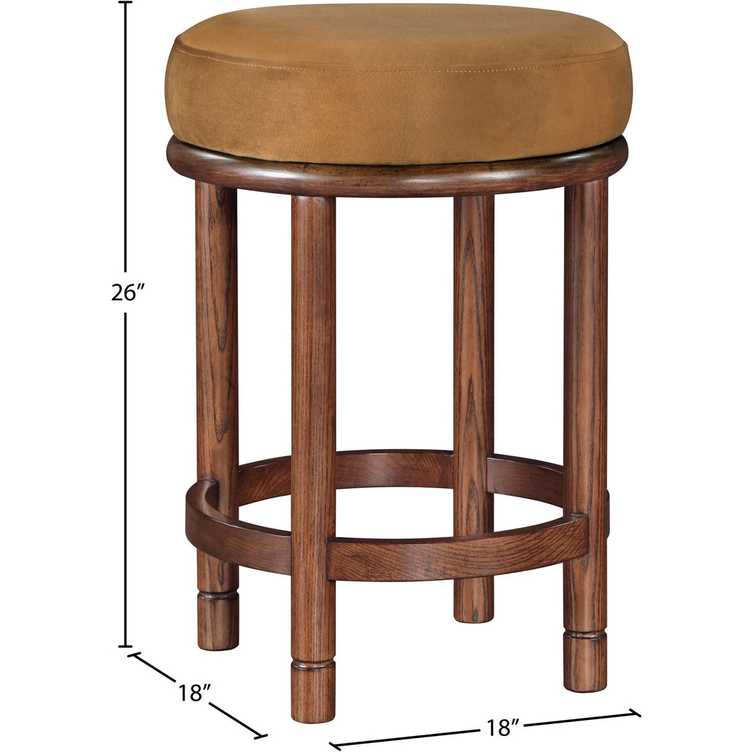 Monette Velvet Upholstered Counter Stool — Saddle / Brown