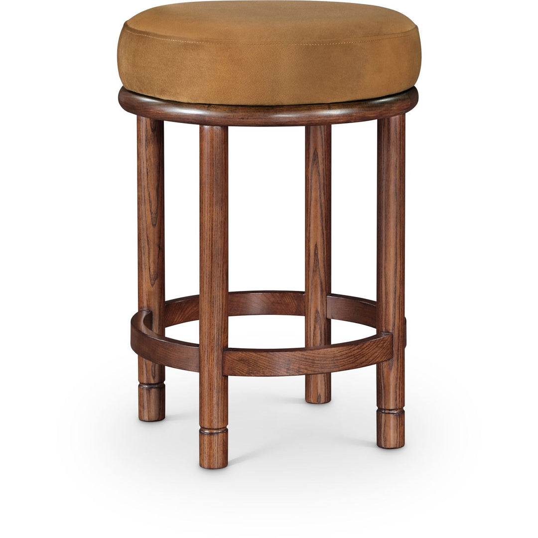 Monette Velvet Upholstered Counter Stool — Saddle / Brown