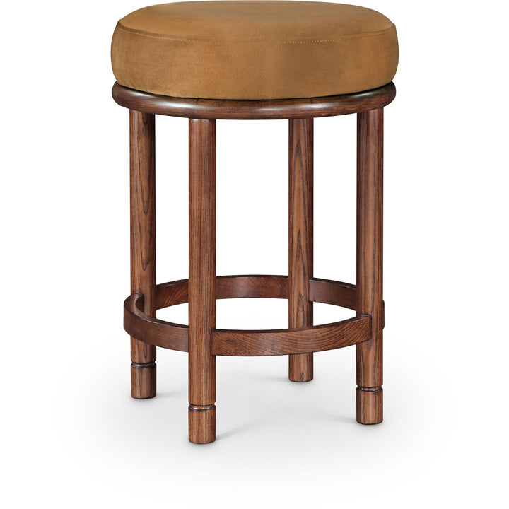 Monette Velvet Upholstered Counter Stool — Saddle / Brown