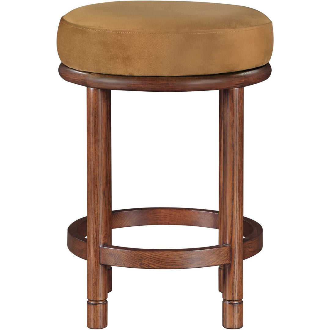 Monette Velvet Upholstered Counter Stool — Saddle / Brown
