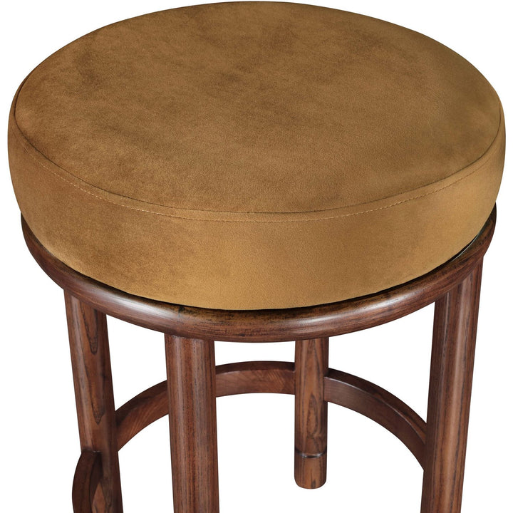 Monette Velvet Upholstered Counter Stool — Saddle / Brown
