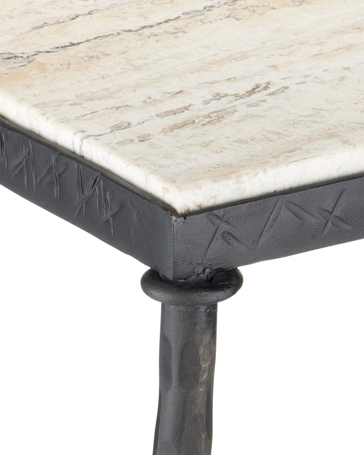 Agora White Travertine Side Table