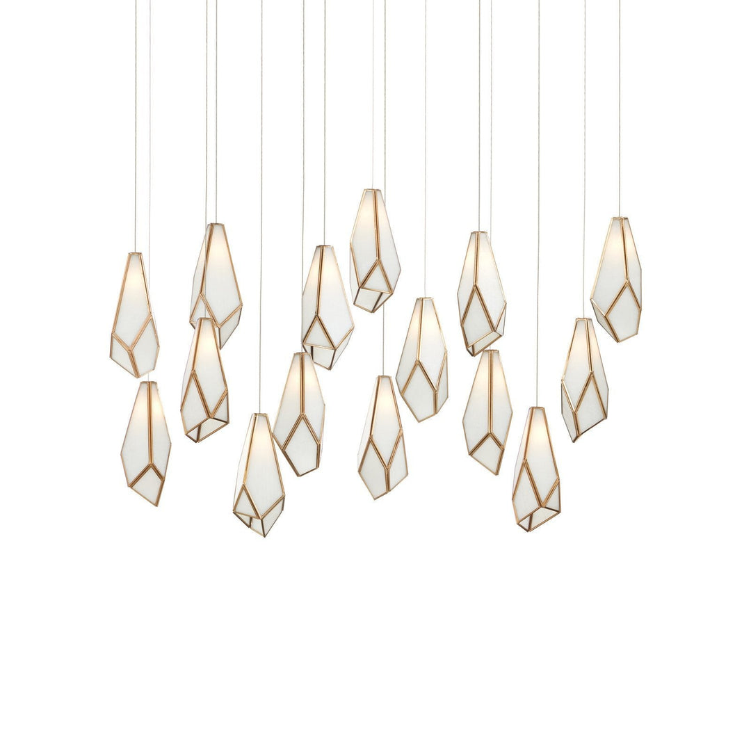 Glace White 15-Light Linear Multi-Drop Pendant