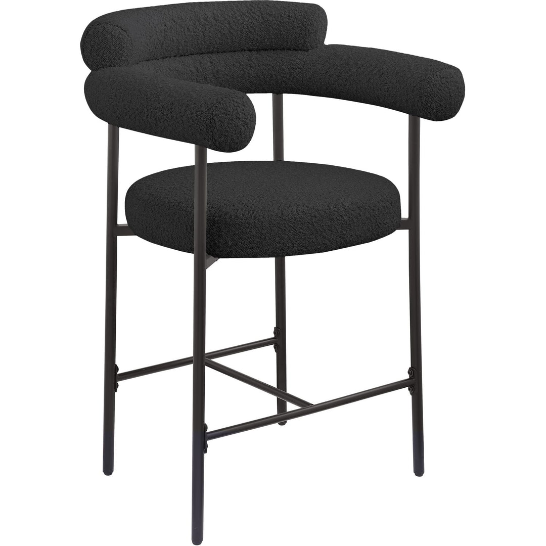 Blake Boucle Fabric Upholstered Counter Stool — Black / Black