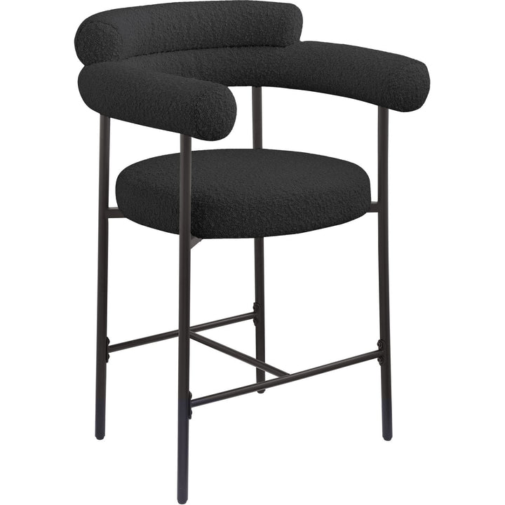 Blake Boucle Fabric Upholstered Counter Stool — Black / Black