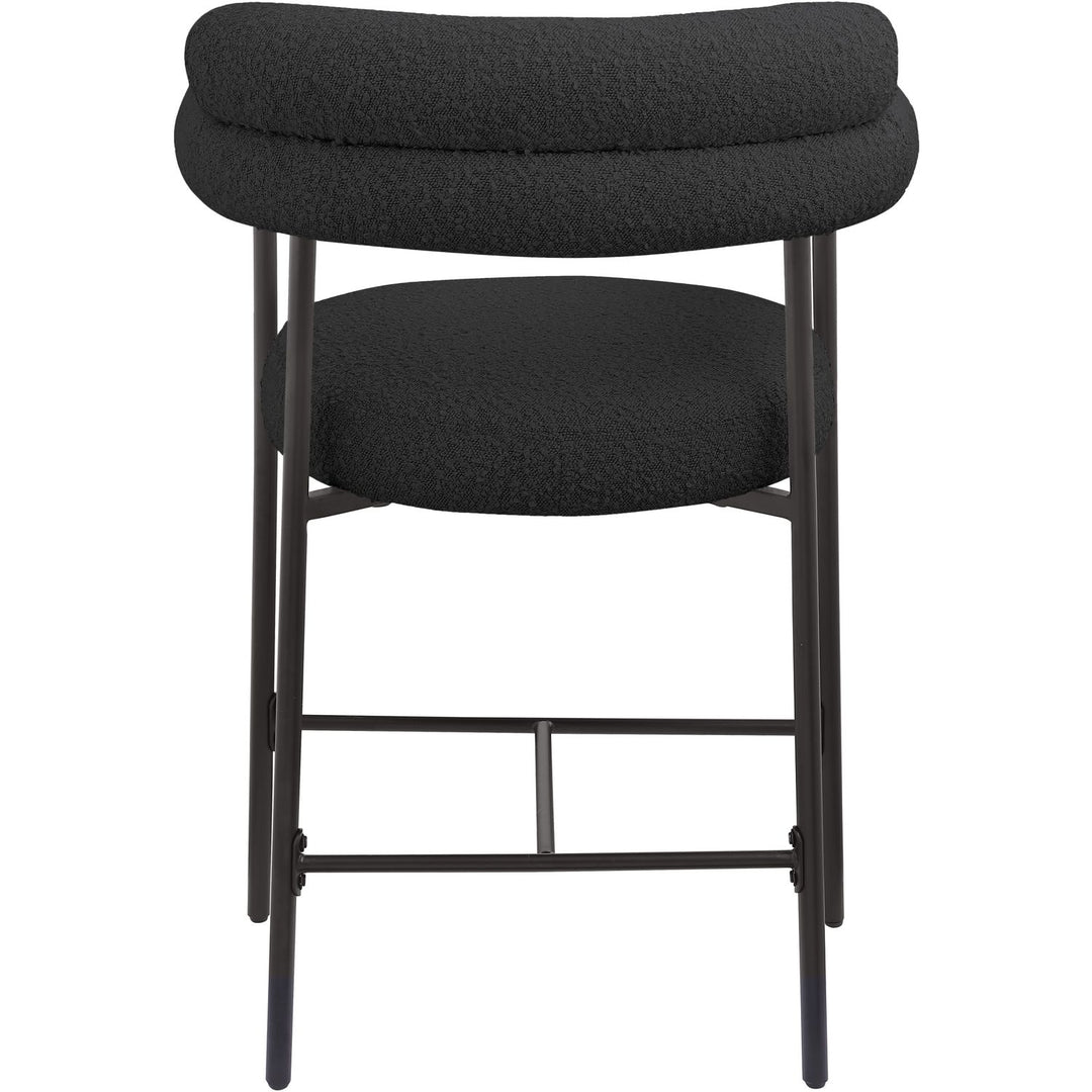 Blake Boucle Fabric Upholstered Counter Stool — Black / Black