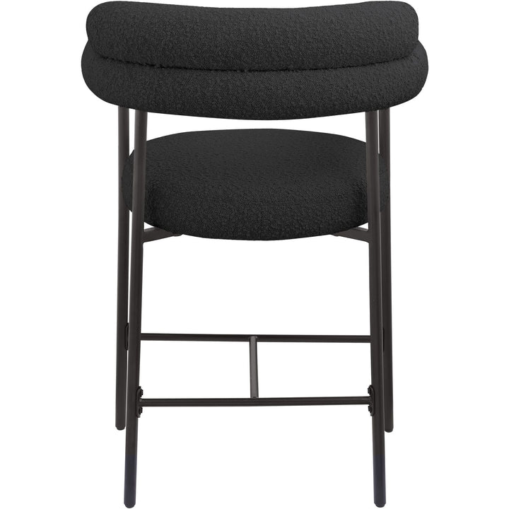 Blake Boucle Fabric Upholstered Counter Stool — Black / Black