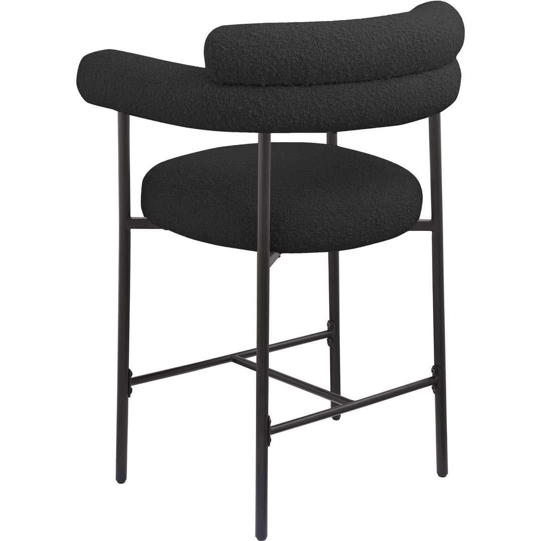 Blake Boucle Fabric Upholstered Counter Stool — Black / Black