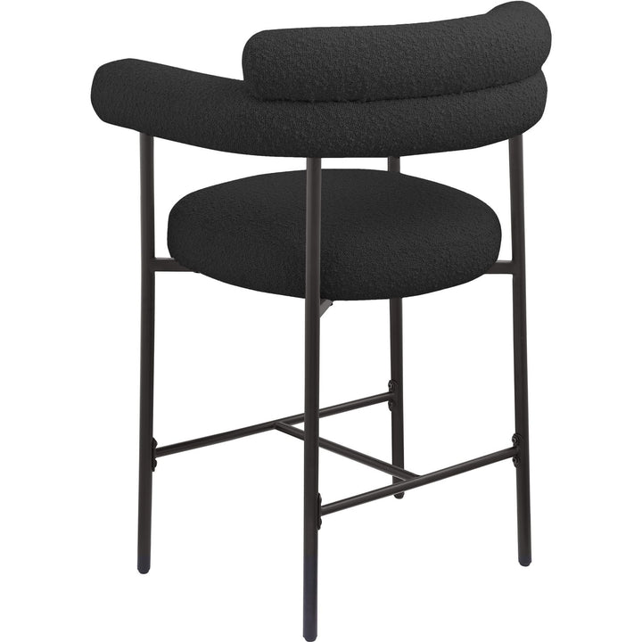 Blake Boucle Fabric Upholstered Counter Stool — Black / Black