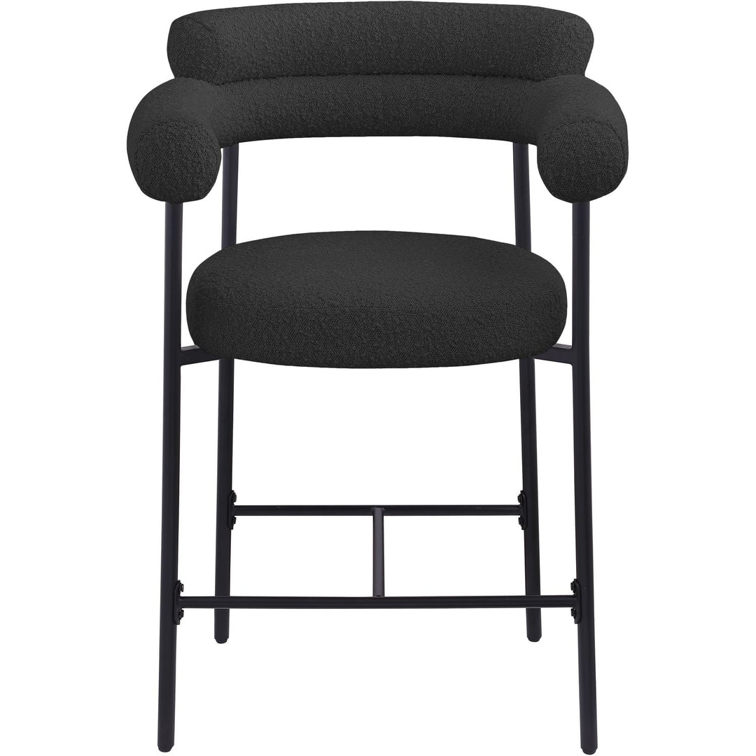Blake Boucle Fabric Upholstered Counter Stool — Black / Black