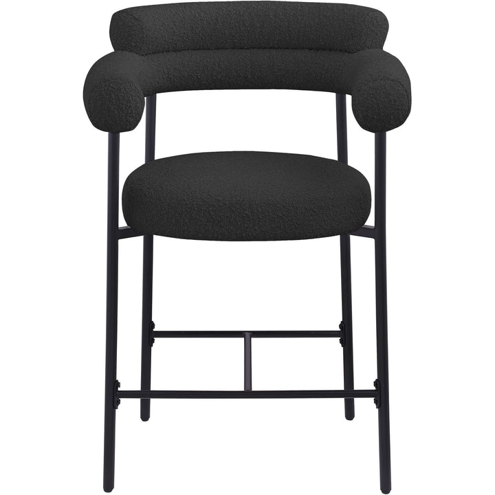 Blake Boucle Fabric Upholstered Counter Stool — Black / Black