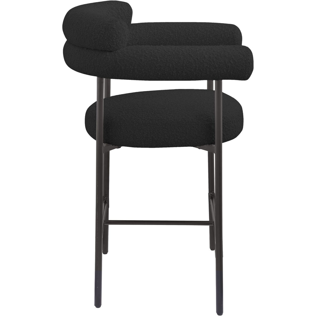 Blake Boucle Fabric Upholstered Counter Stool — Black / Black