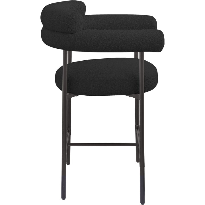 Blake Boucle Fabric Upholstered Counter Stool — Black / Black