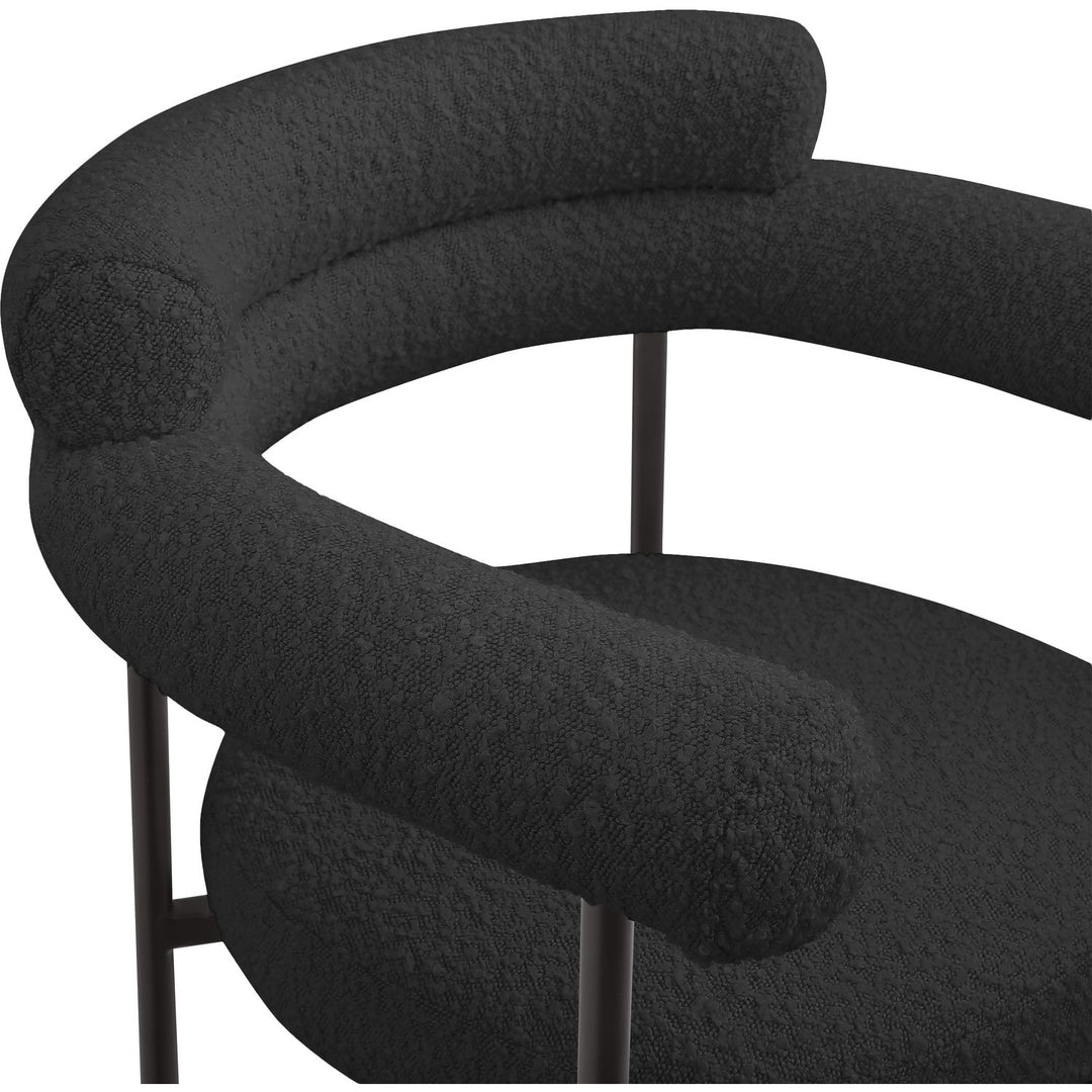 Blake Boucle Fabric Upholstered Counter Stool — Black / Black