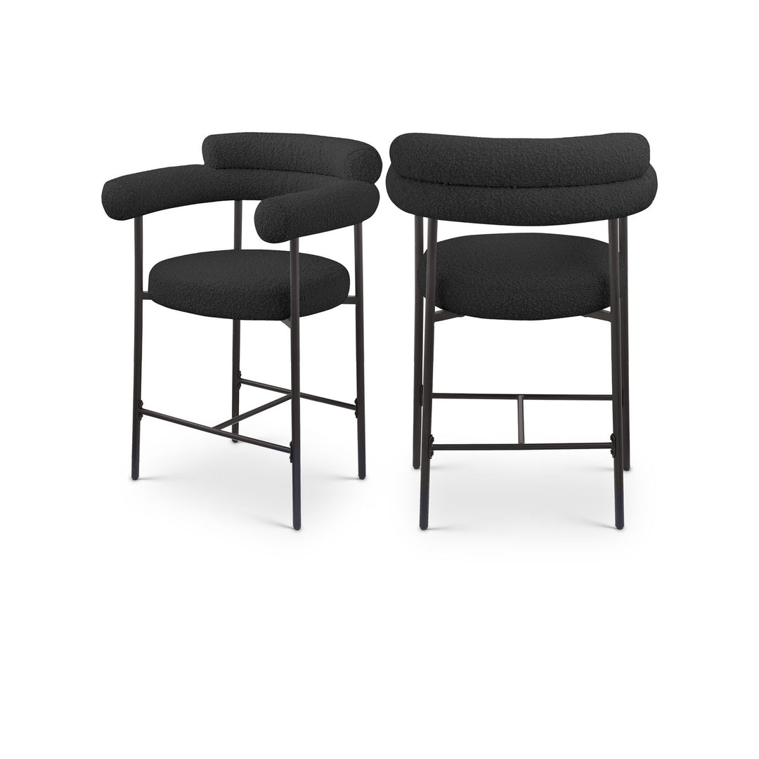Blake Black Boucle Fabric Upholstered Counter Stool