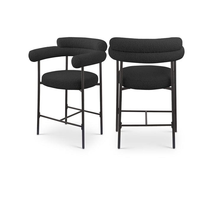 Blake Black Boucle Fabric Upholstered Counter Stool