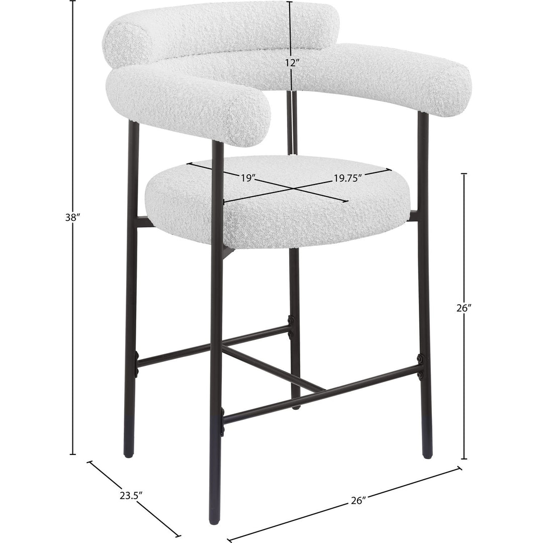 Blake Boucle Fabric Upholstered Counter Stool — Cream / Black