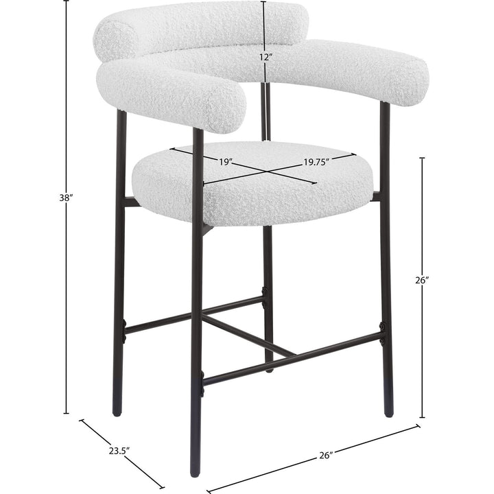 Blake Boucle Fabric Upholstered Counter Stool — Cream / Black