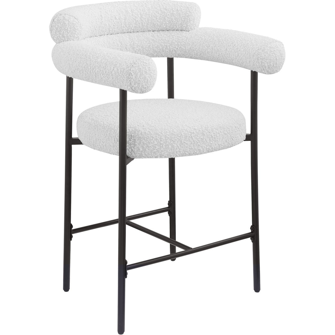 Blake Boucle Fabric Upholstered Counter Stool — Cream / Black