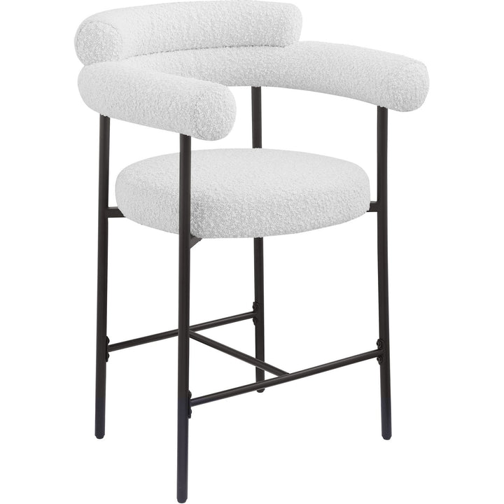 Blake Boucle Fabric Upholstered Counter Stool — Cream / Black