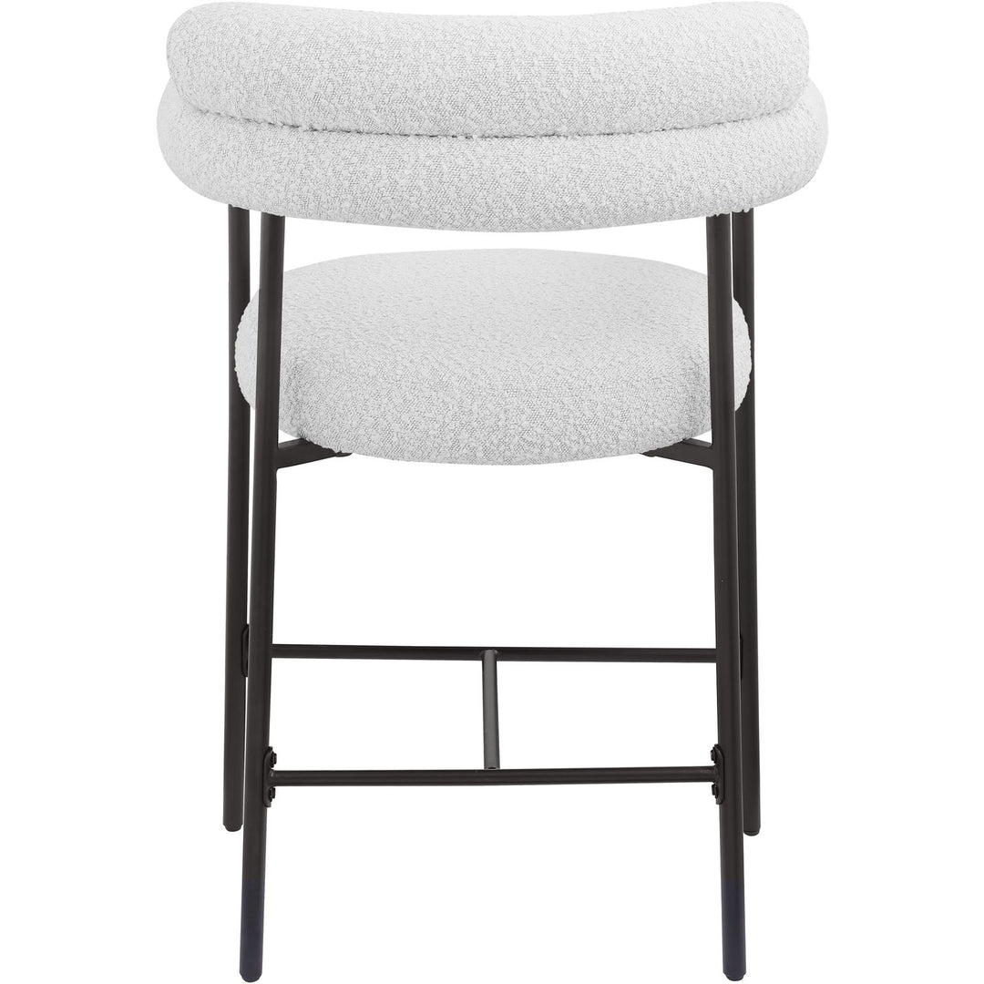 Blake Boucle Fabric Upholstered Counter Stool — Cream / Black