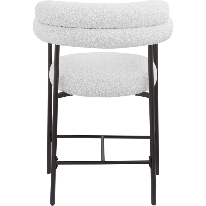 Blake Boucle Fabric Upholstered Counter Stool — Cream / Black
