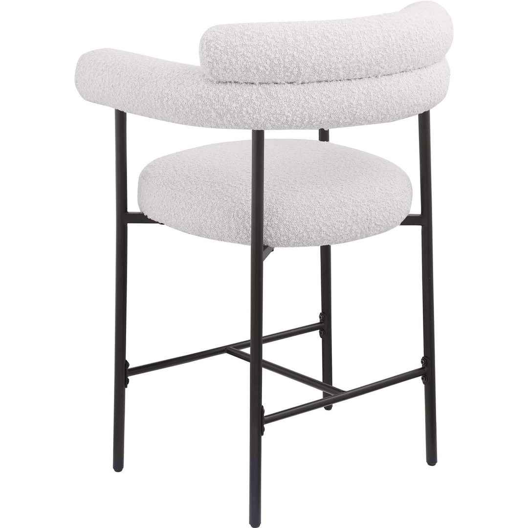 Blake Boucle Fabric Upholstered Counter Stool — Cream / Black
