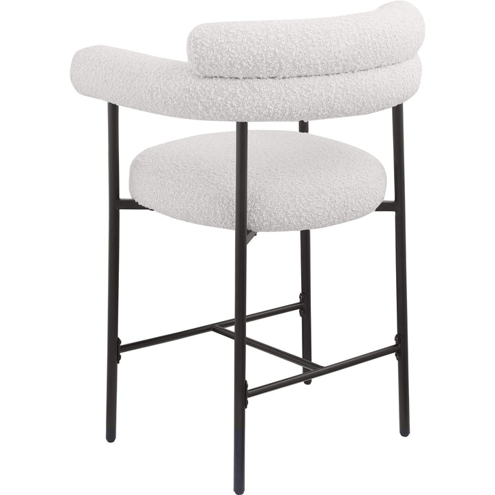 Blake Boucle Fabric Upholstered Counter Stool — Cream / Black