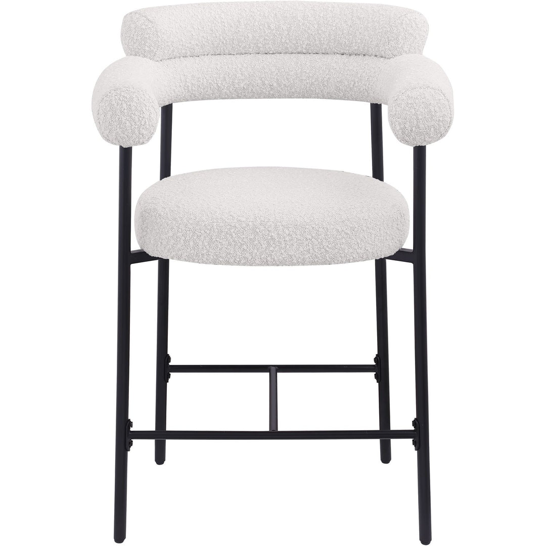 Blake Boucle Fabric Upholstered Counter Stool — Cream / Black