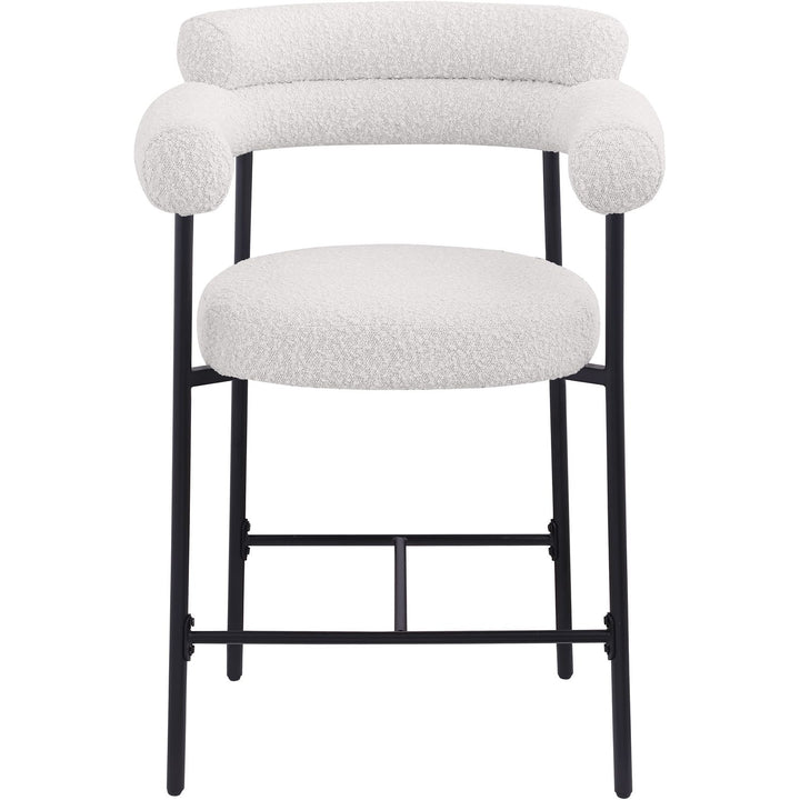 Blake Boucle Fabric Upholstered Counter Stool — Cream / Black