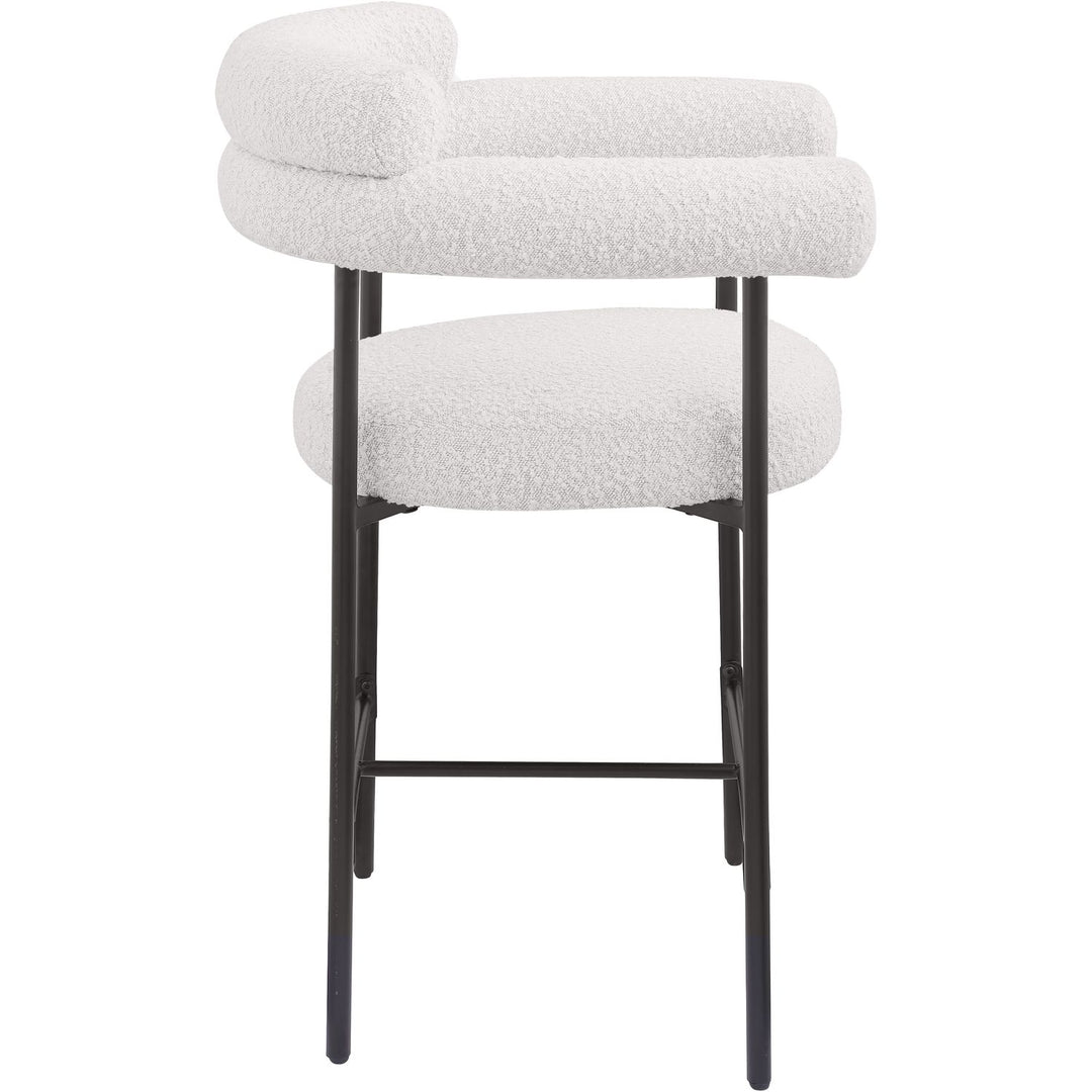 Blake Boucle Fabric Upholstered Counter Stool — Cream / Black