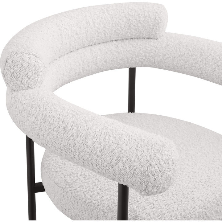 Blake Boucle Fabric Upholstered Counter Stool — Cream / Black