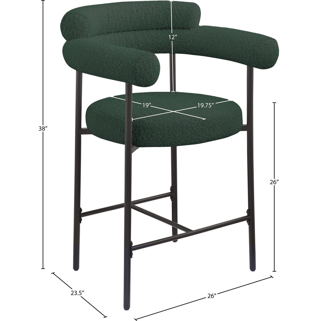 Blake Boucle Fabric Upholstered Counter Stool — Green / Black