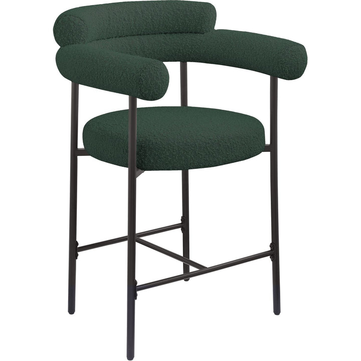 Blake Boucle Fabric Upholstered Counter Stool — Green / Black