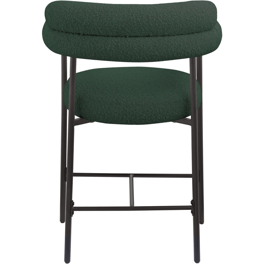 Blake Boucle Fabric Upholstered Counter Stool — Green / Black