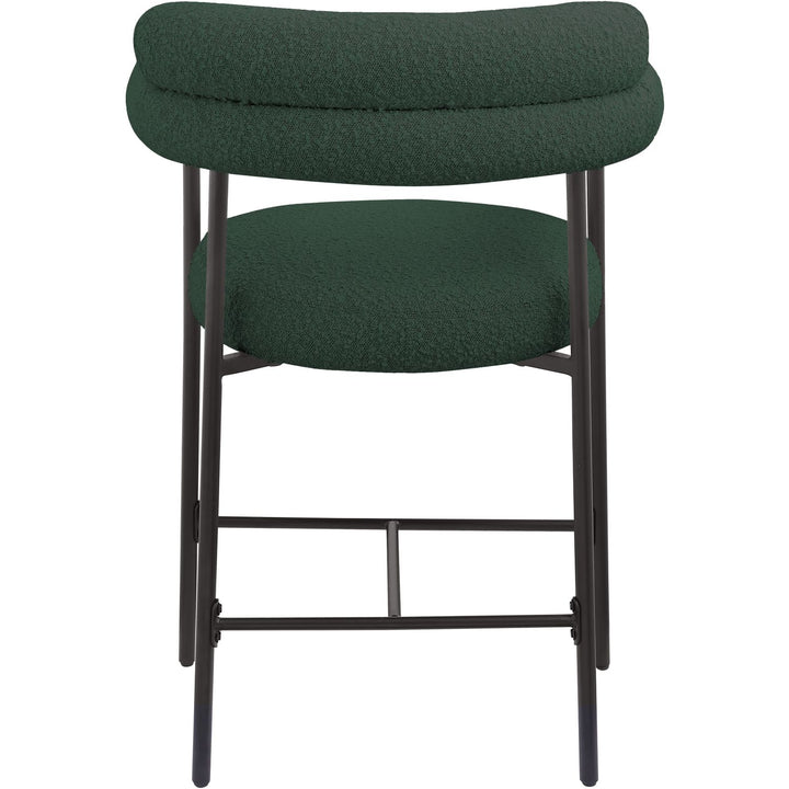 Blake Boucle Fabric Upholstered Counter Stool — Green / Black