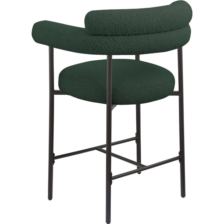 Blake Boucle Fabric Upholstered Counter Stool — Green / Black