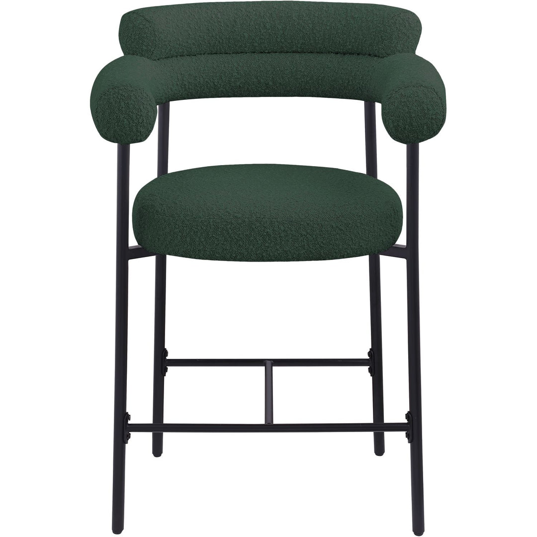 Blake Boucle Fabric Upholstered Counter Stool — Green / Black