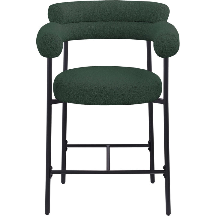 Blake Boucle Fabric Upholstered Counter Stool — Green / Black
