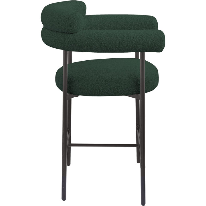 Blake Boucle Fabric Upholstered Counter Stool — Green / Black