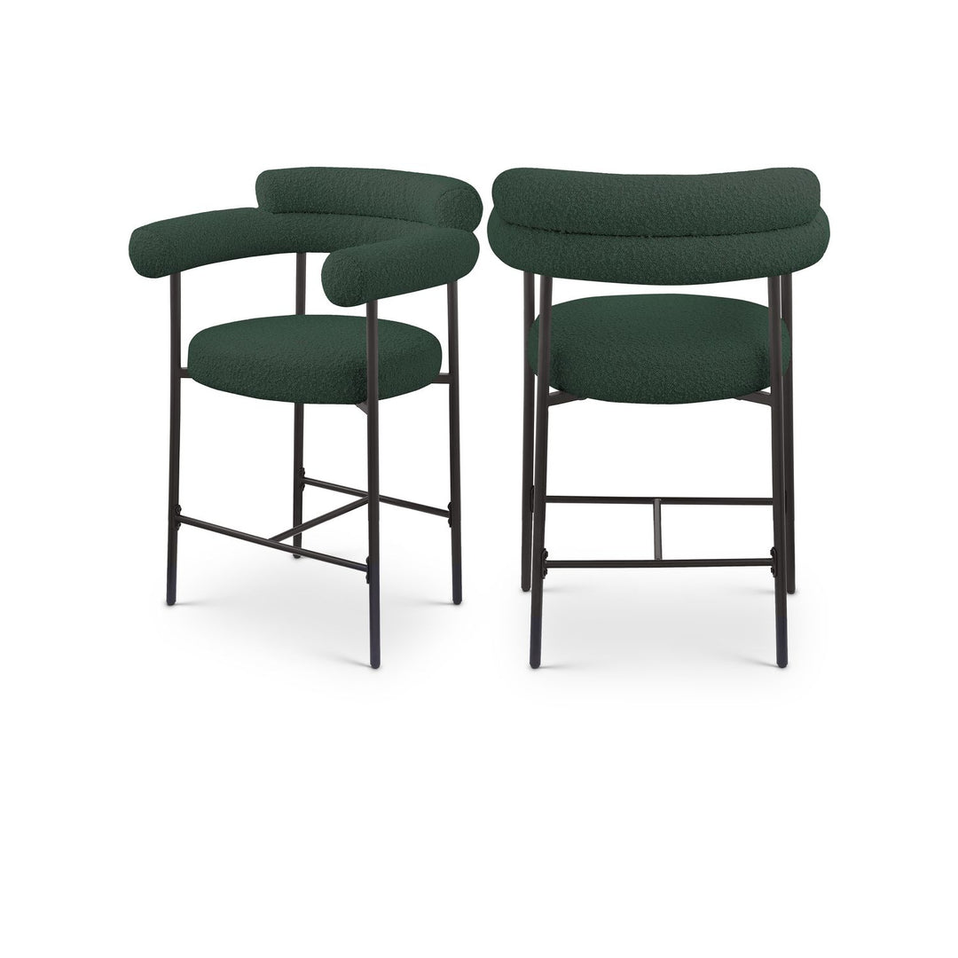 Blake Green Boucle Fabric Upholstered Counter Stool