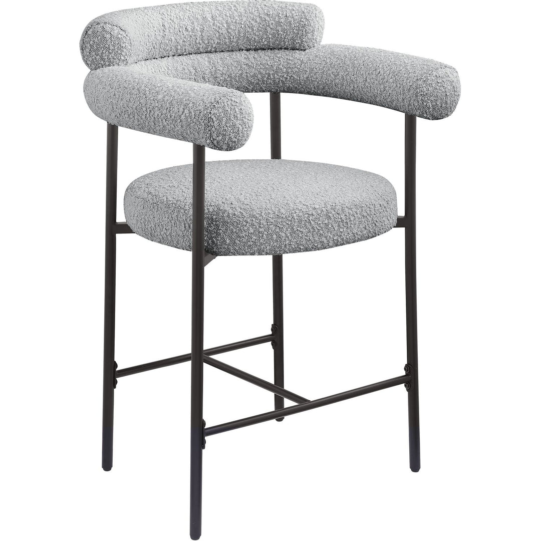 Blake Boucle Fabric Upholstered Counter Stool — Grey / Black