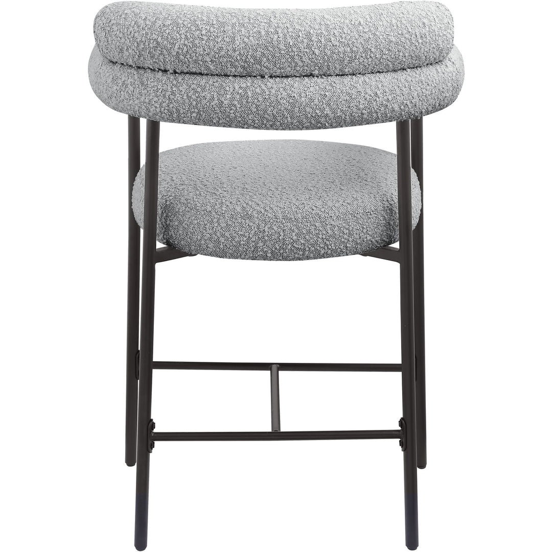 Blake Boucle Fabric Upholstered Counter Stool — Grey / Black