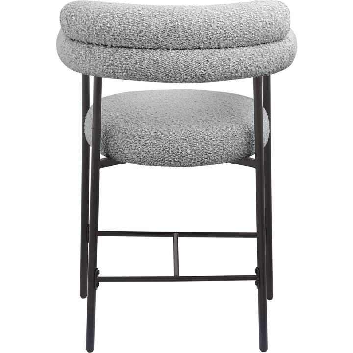 Blake Boucle Fabric Upholstered Counter Stool — Grey / Black