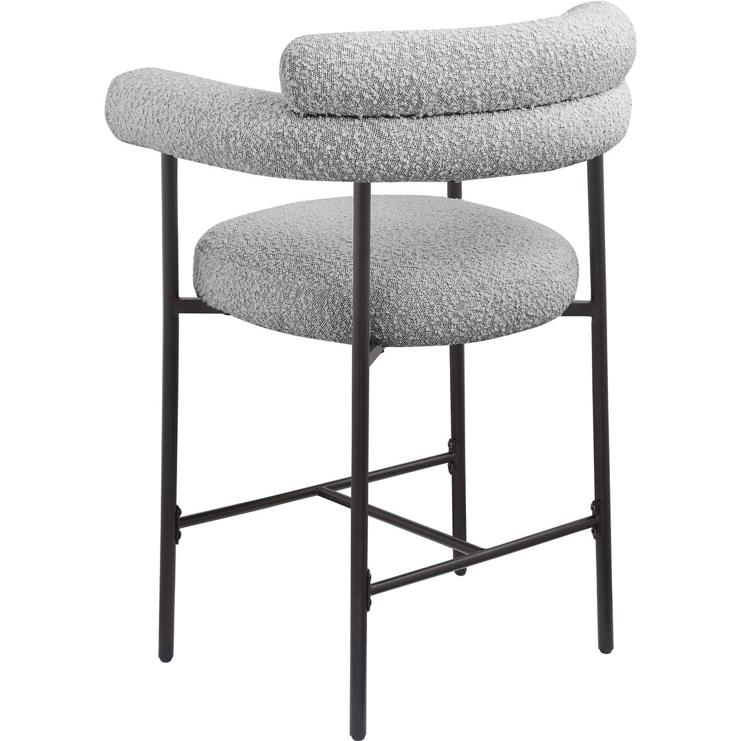 Blake Boucle Fabric Upholstered Counter Stool — Grey / Black