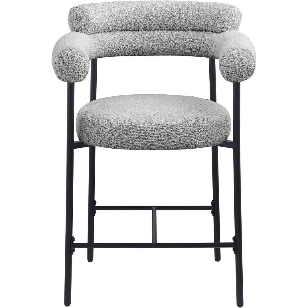 Blake Boucle Fabric Upholstered Counter Stool — Grey / Black