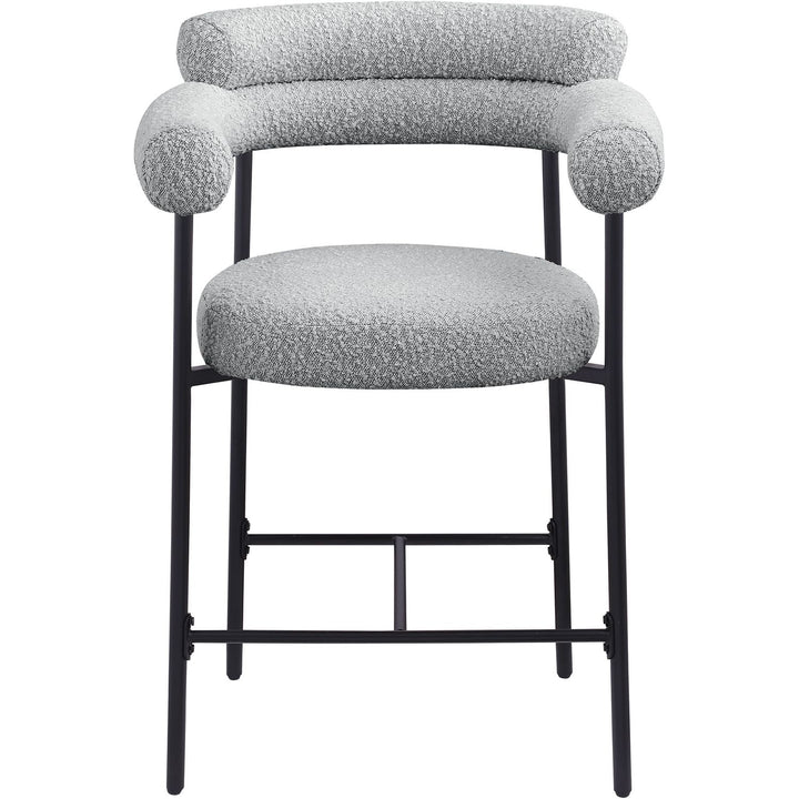 Blake Boucle Fabric Upholstered Counter Stool — Grey / Black
