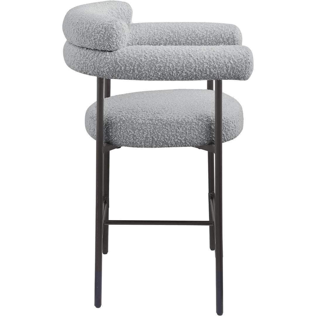 Blake Boucle Fabric Upholstered Counter Stool — Grey / Black