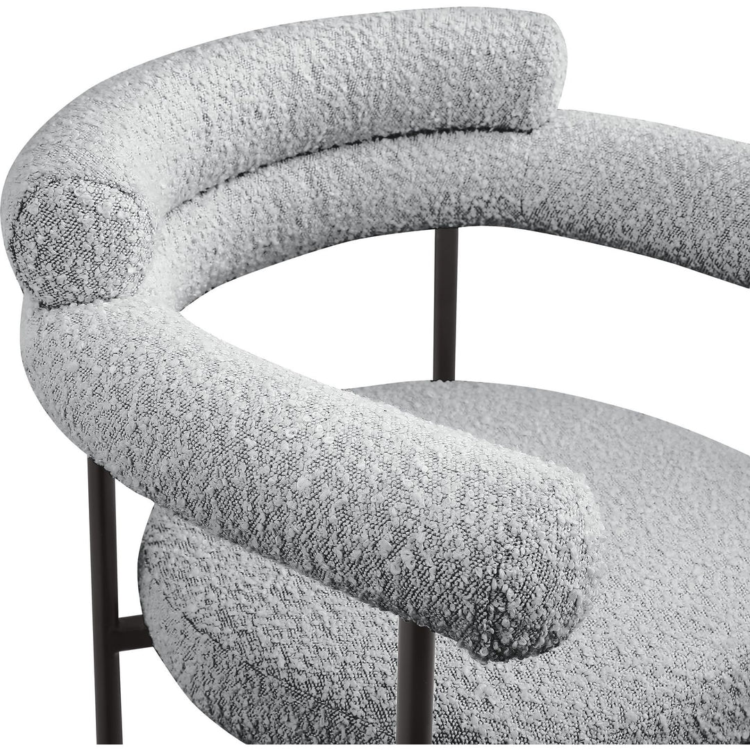 Blake Boucle Fabric Upholstered Counter Stool — Grey / Black
